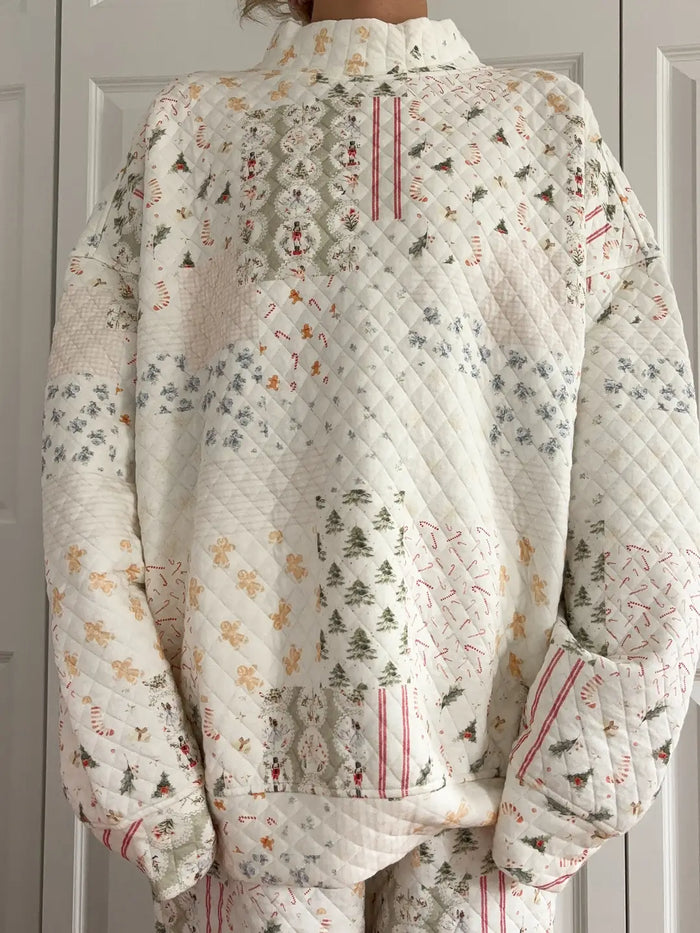 Christmas Holiday Quilted Mockneck Sweatshirt