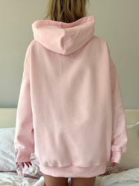 Light Pink Game Day Gingham Football Embroider Hoodie