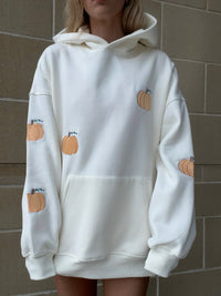 Pumpkins All Over Fall Embroider Hoodie