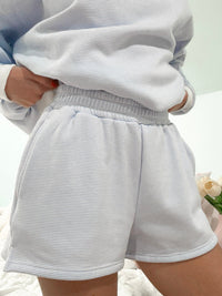 Blue and White Mini Striped Shorts