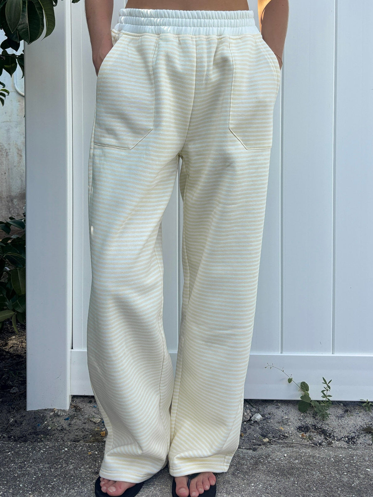 Baby Yellow and White Big Striped Sweatpants