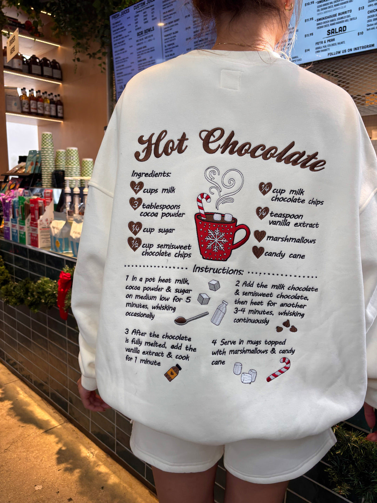 Hot Chocolate Recipe Christmas Embroider Sweatshirt