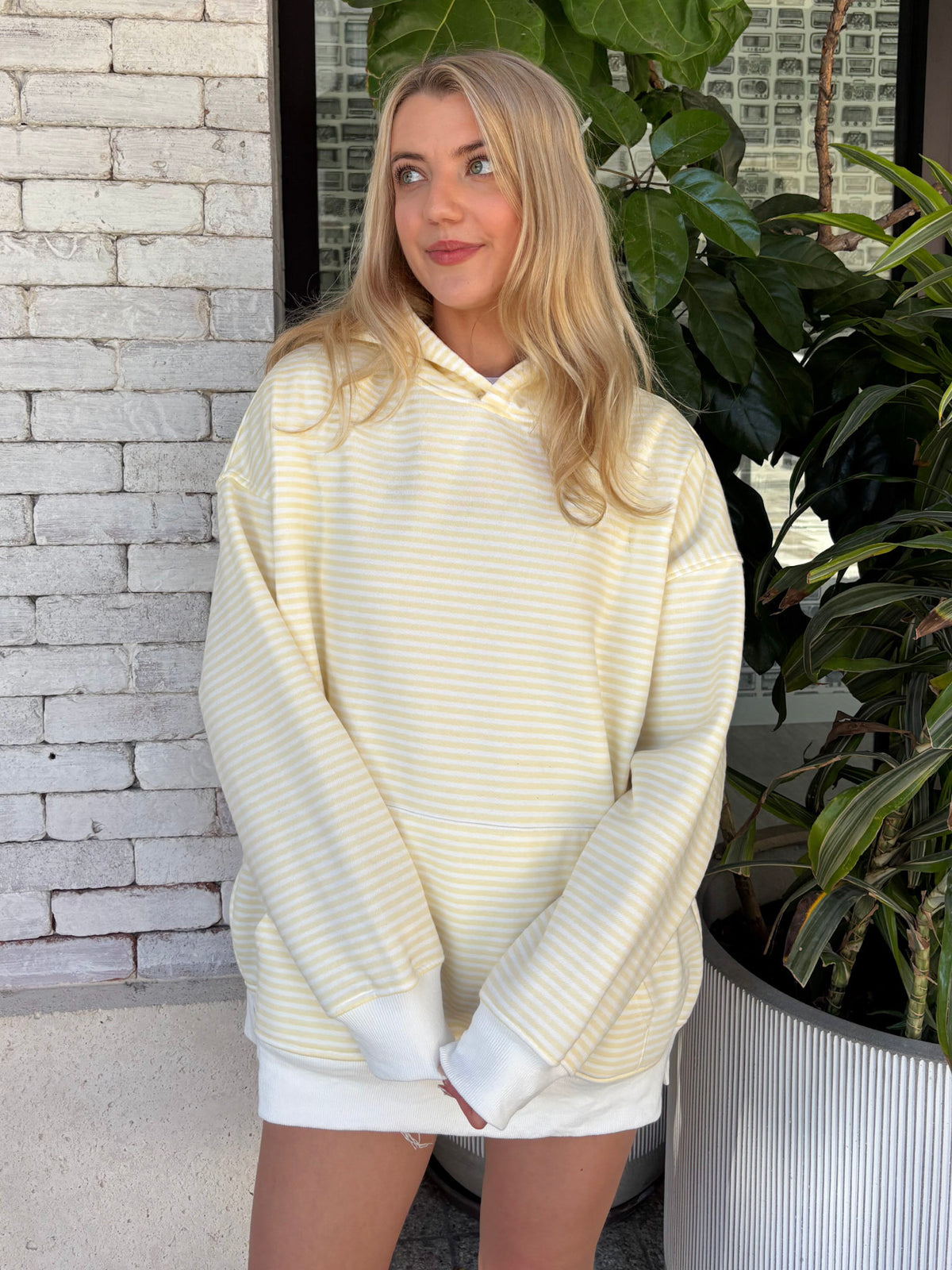 Baby Yellow and White Big Striped Hoodie