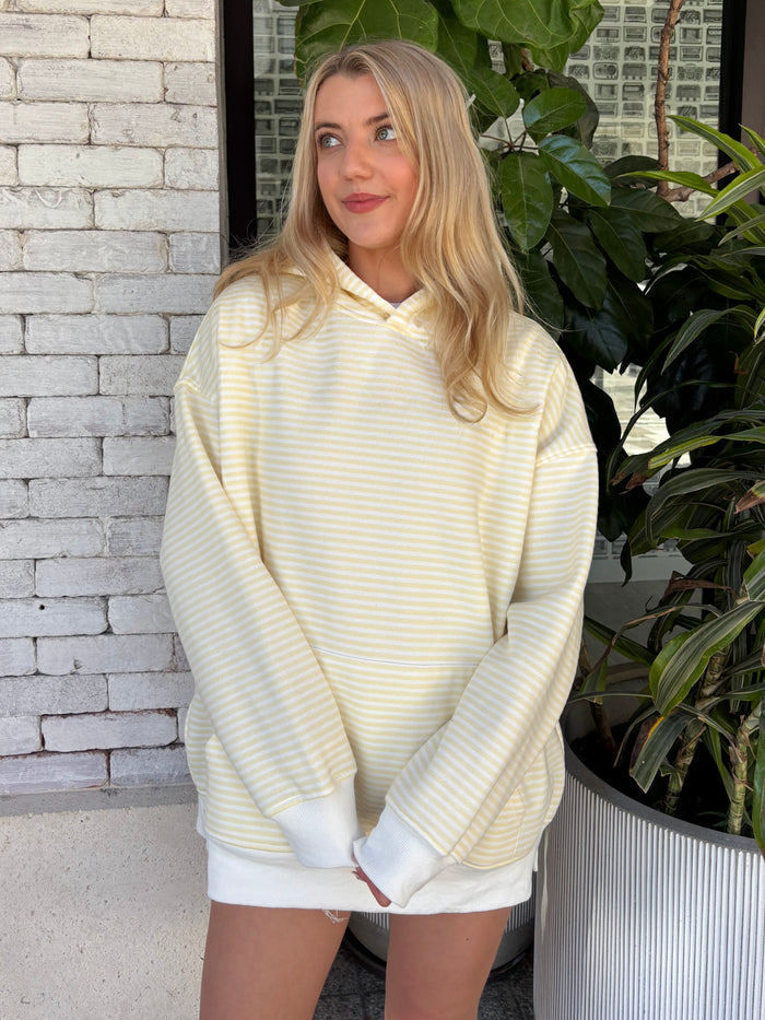 Baby Yellow and White Big Striped Hoodie