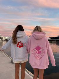 Pearl Grey Hibiscus Flowers Hoodie