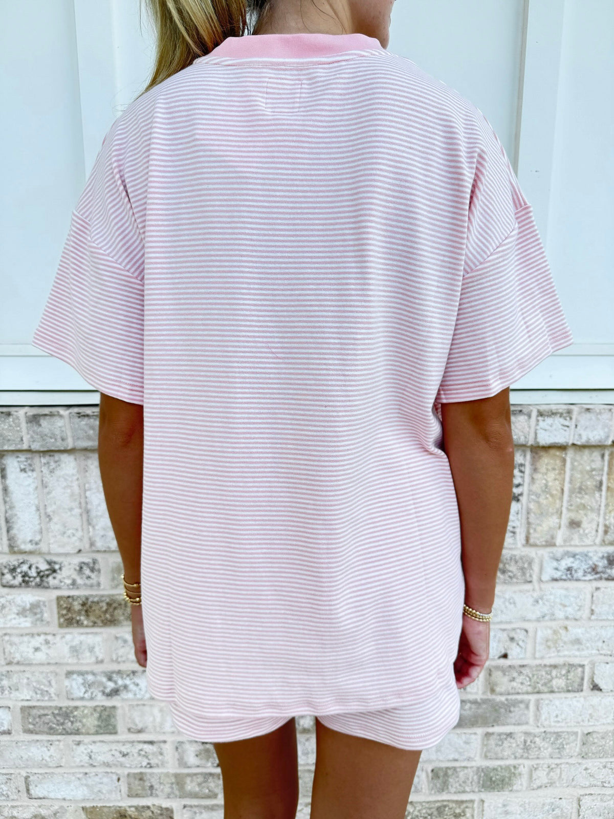 Ella Striped Oversized Short Sleeve Lounge Top