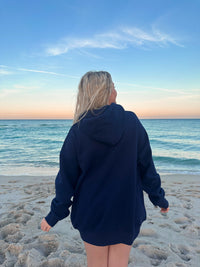 Navy Blue Sunkissed Varsity Embroider Hoodie