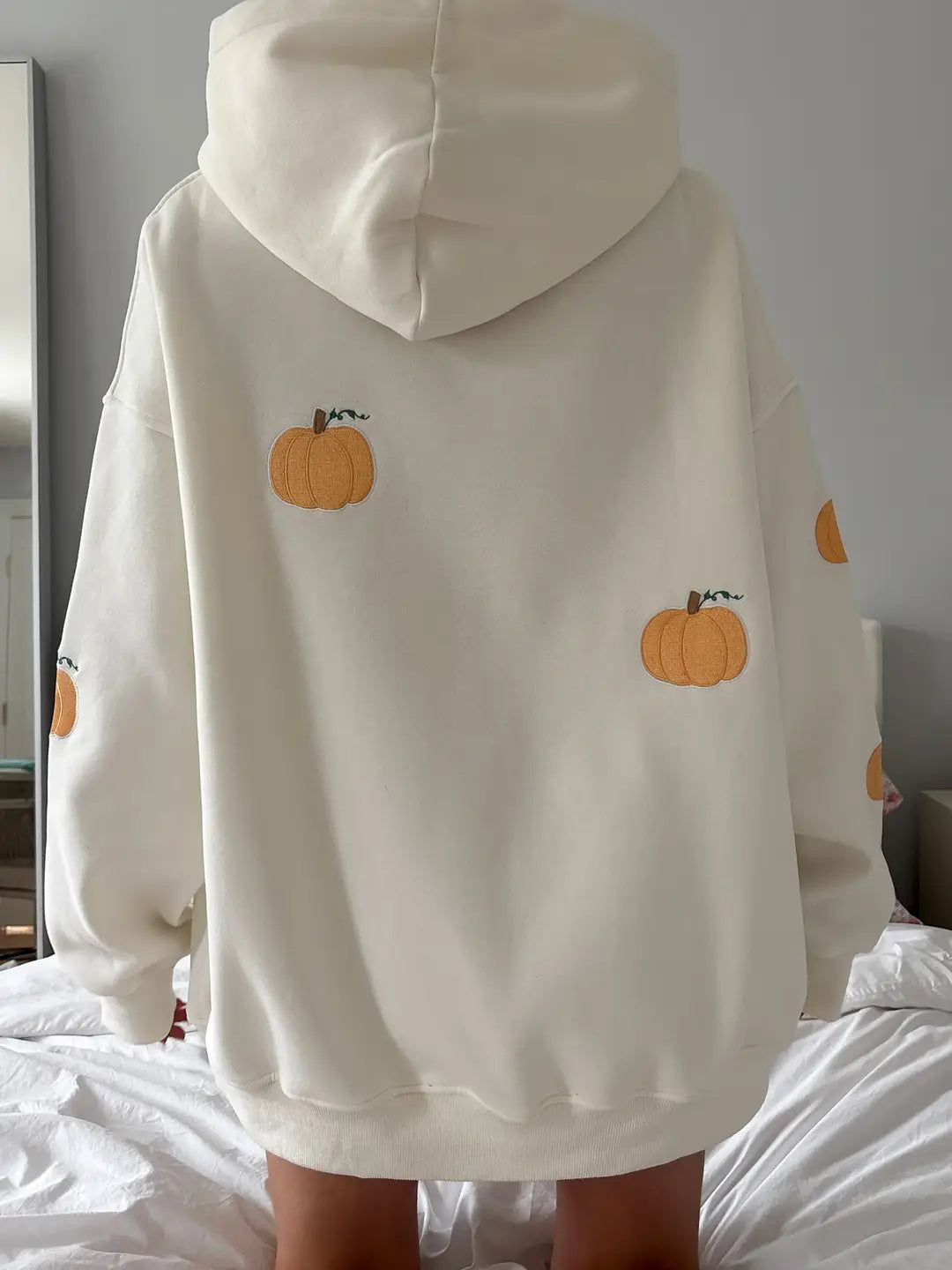 Pumpkins All Over Fall Embroider Hoodie