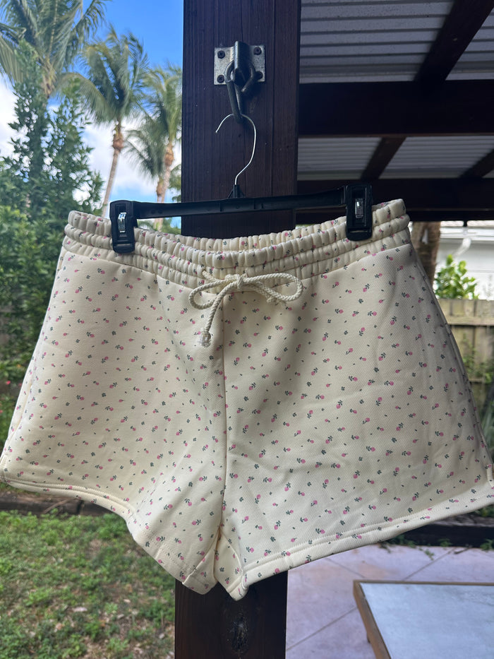 Blank Toasted Cream Roses Shorts