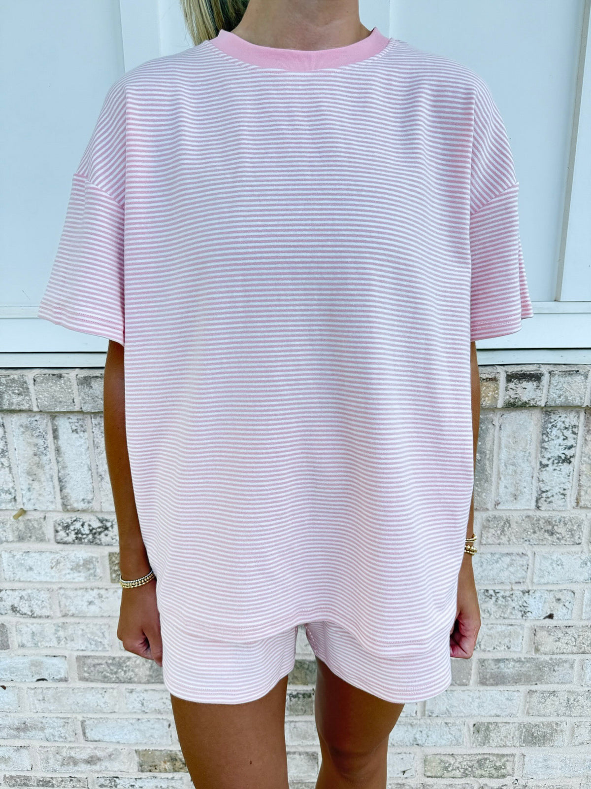 Ella Striped Oversized Short Sleeve Lounge Top