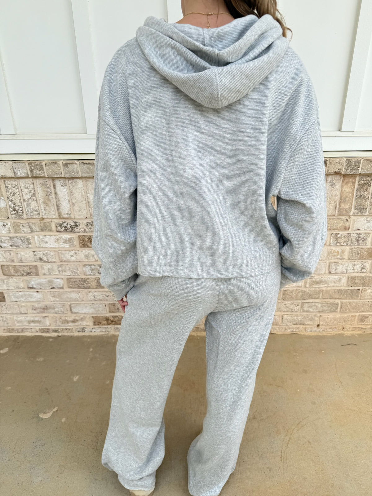 Grey Waffle Knit Hoodie