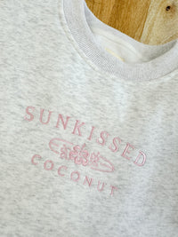 Pearl Grey and Pink Thread Sunkissedcoconut Logo Embroider Sweatshirt