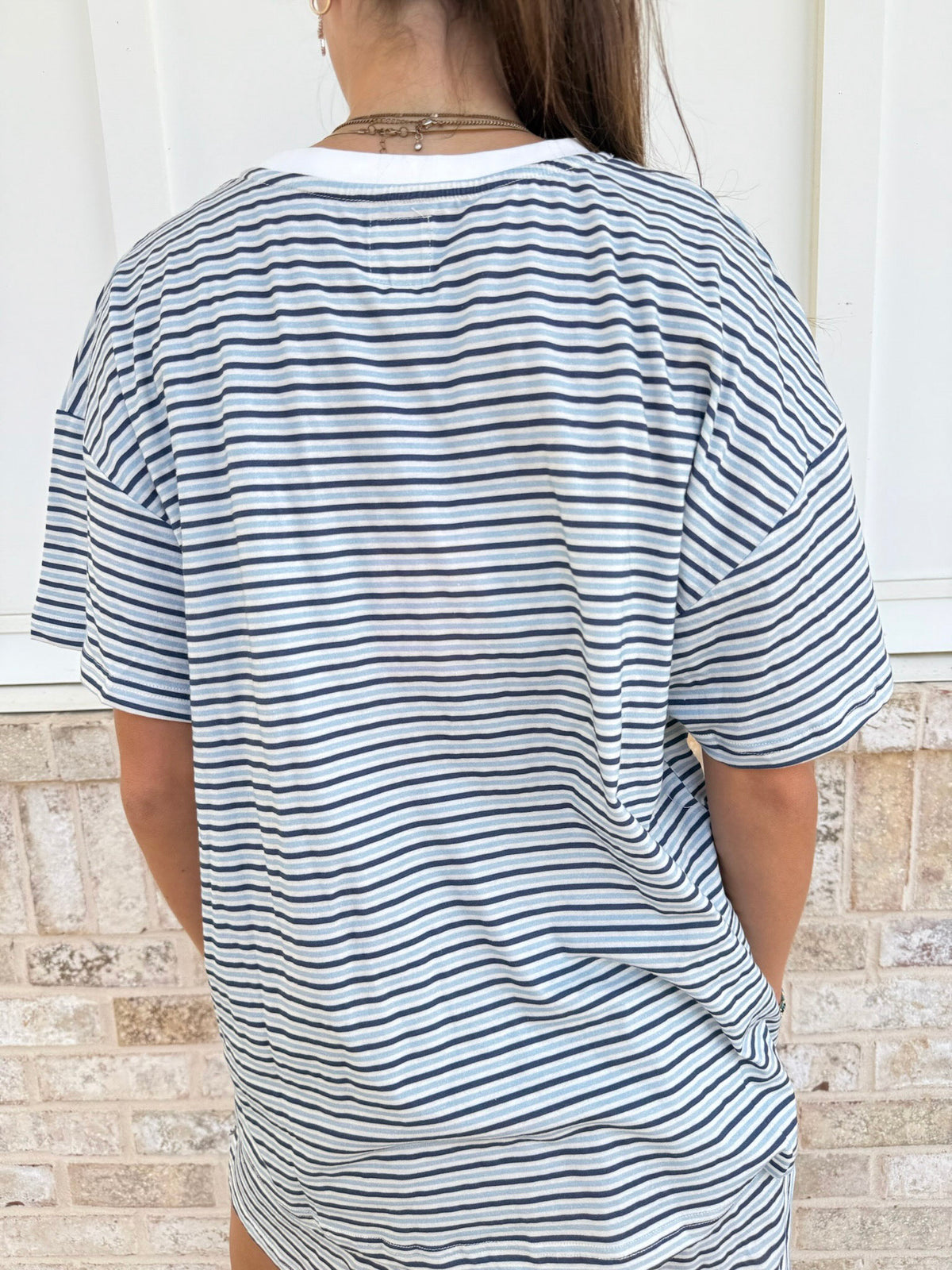 Ella Striped Oversized Short Sleeve Lounge Top