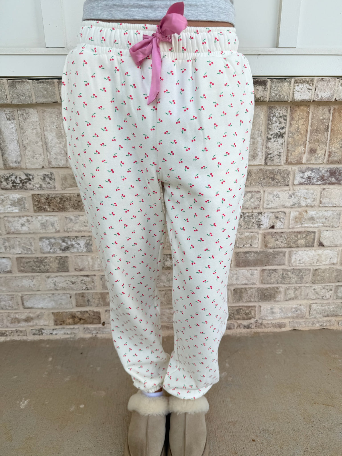 Blank Ivory Cherries All Over Jogger Sweatpants