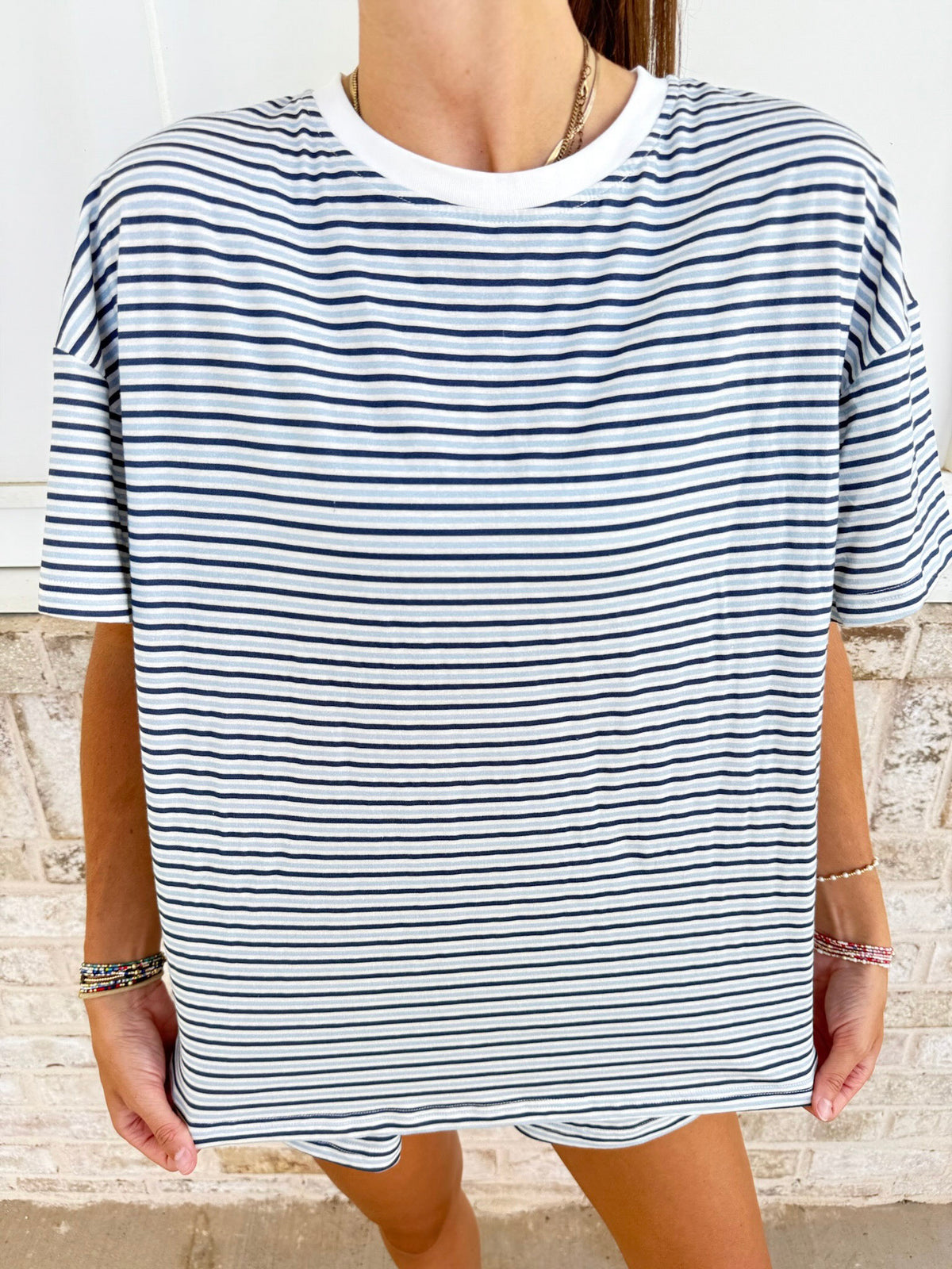 Ella Striped Oversized Short Sleeve Lounge Top