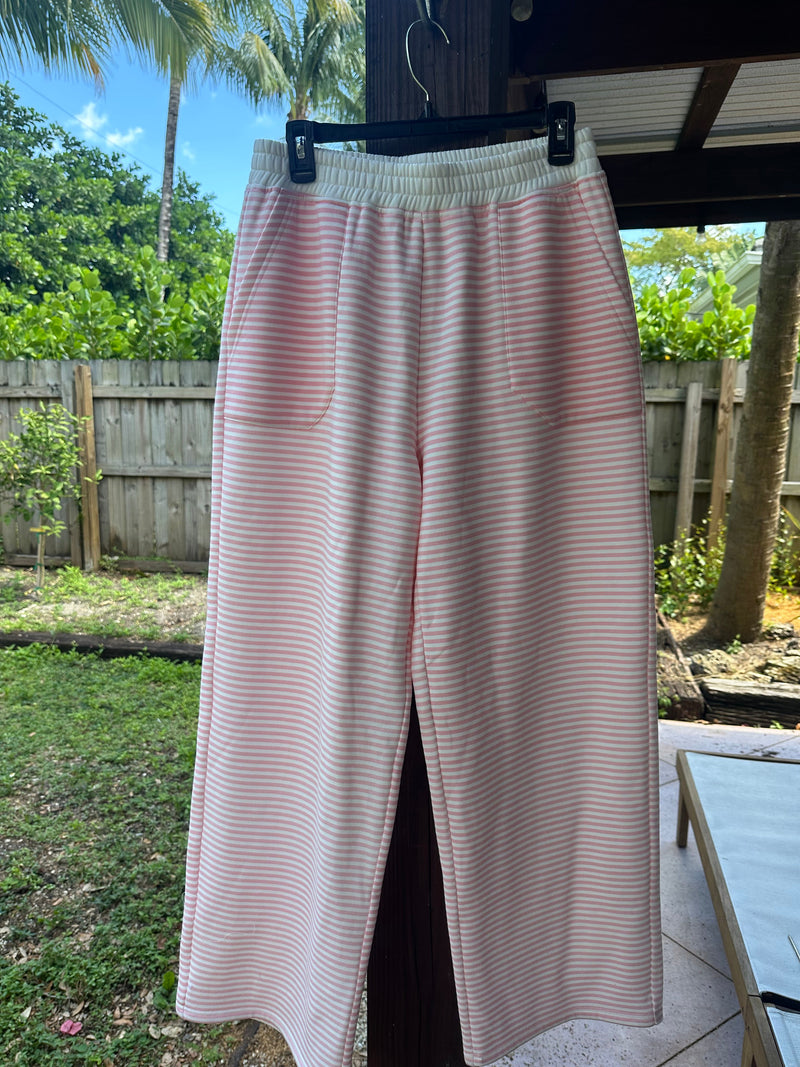 Light Pink and White Big Striped Sweatpants