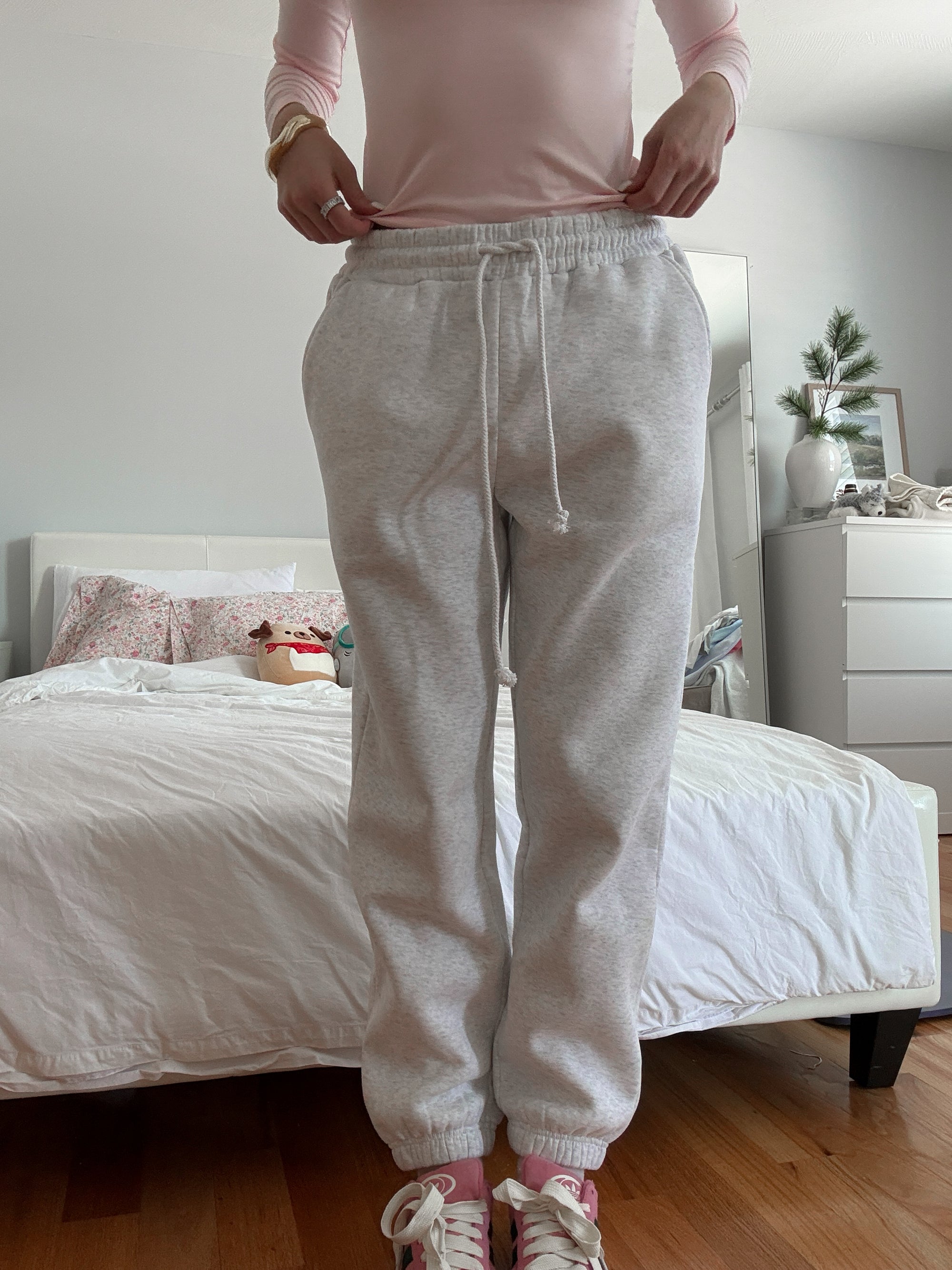 Pearl Grey Basic Blank Jogger Sweatpants