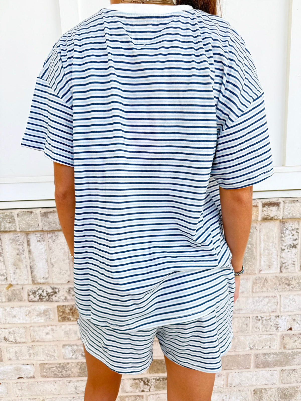 Ella Striped Oversized Short Sleeve Lounge Top