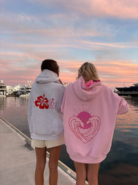 Pearl Grey Hibiscus Flowers Hoodie