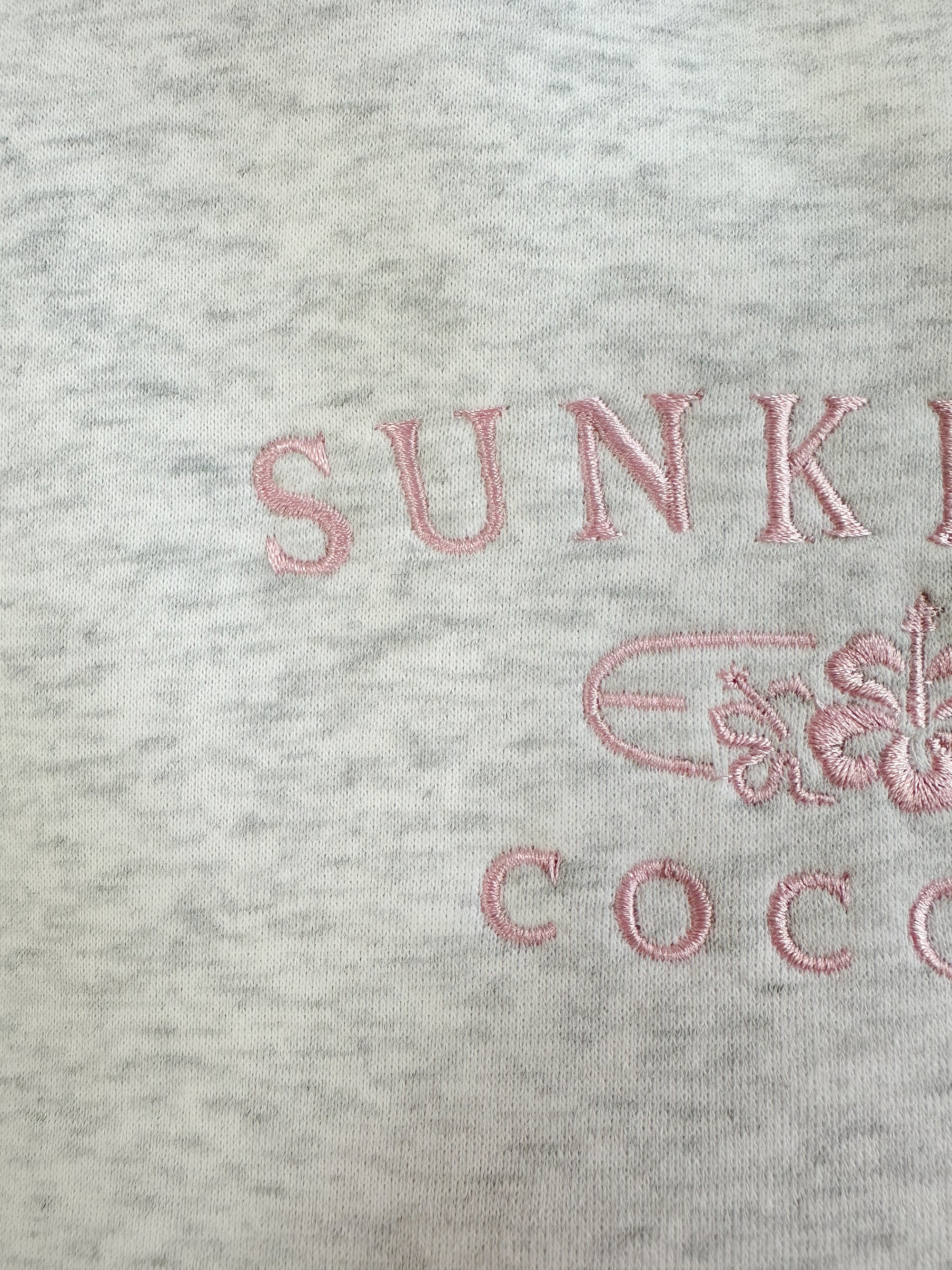 Pearl Grey and Pink Thread Sunkissedcoconut Logo Embroider Sweatshirt