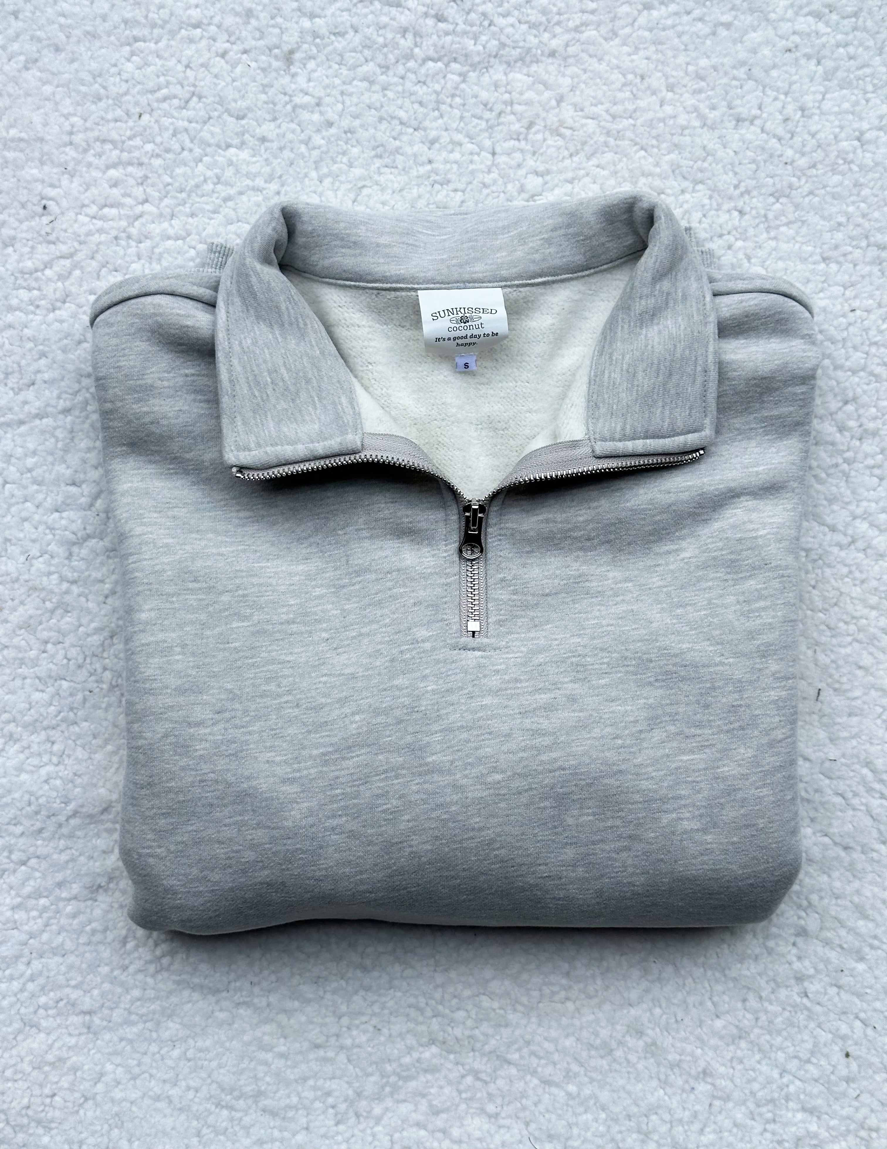 Afternoon Grey Basic Blank Quarter Zip Sweatshirt