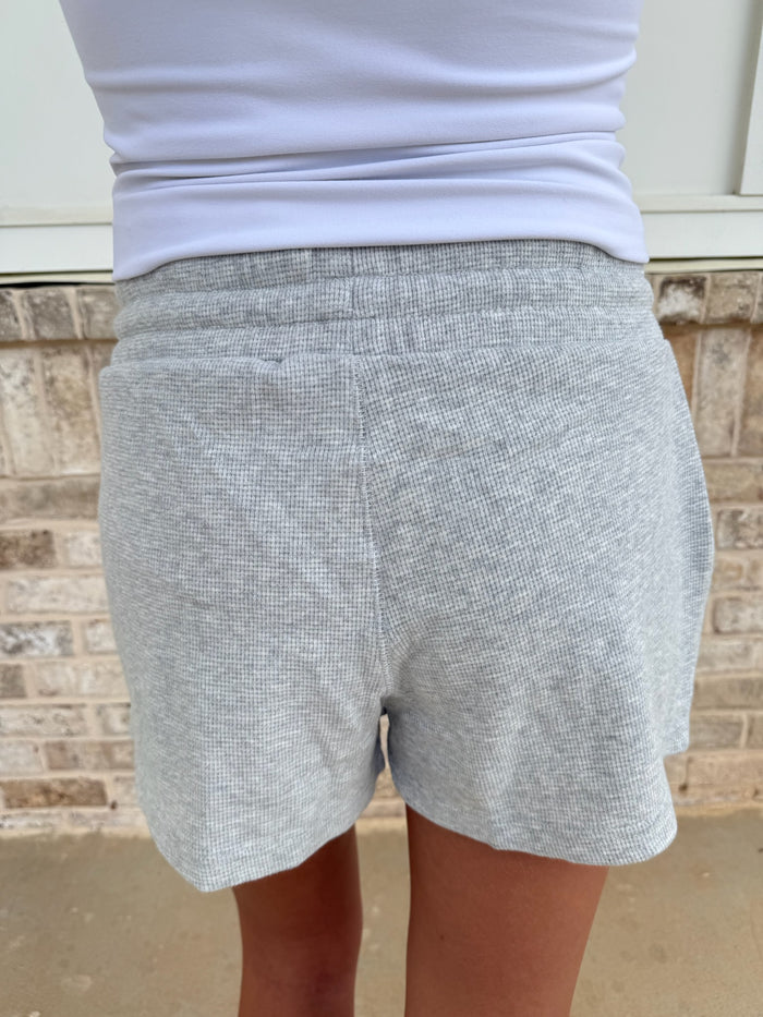 Grey Waffle Knit Shorts