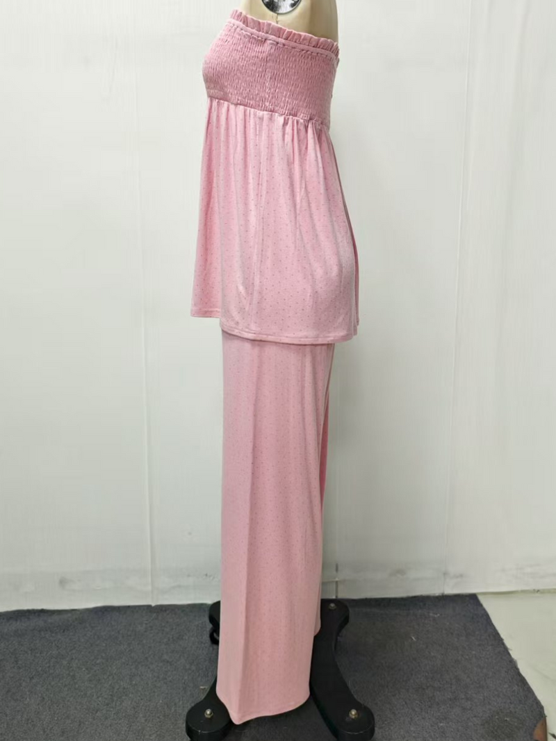 Pollka Dot Flowy Tube Top Set