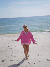 Blank Pink And Light Pink V-Neck Sweatshirt