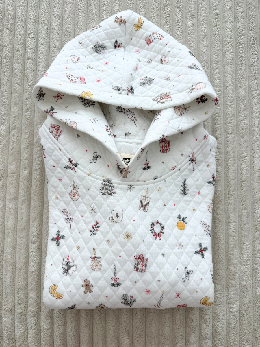 A Cottage Christmas Icons Quilted Hoodie