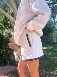 Pearl Grey Navy Blue Polka Dot Shorts