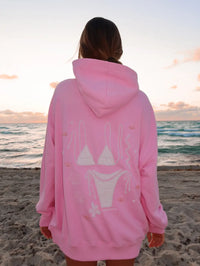 Lottie Pink Bikini Beaded Ocean Hoodie 100% Cotton