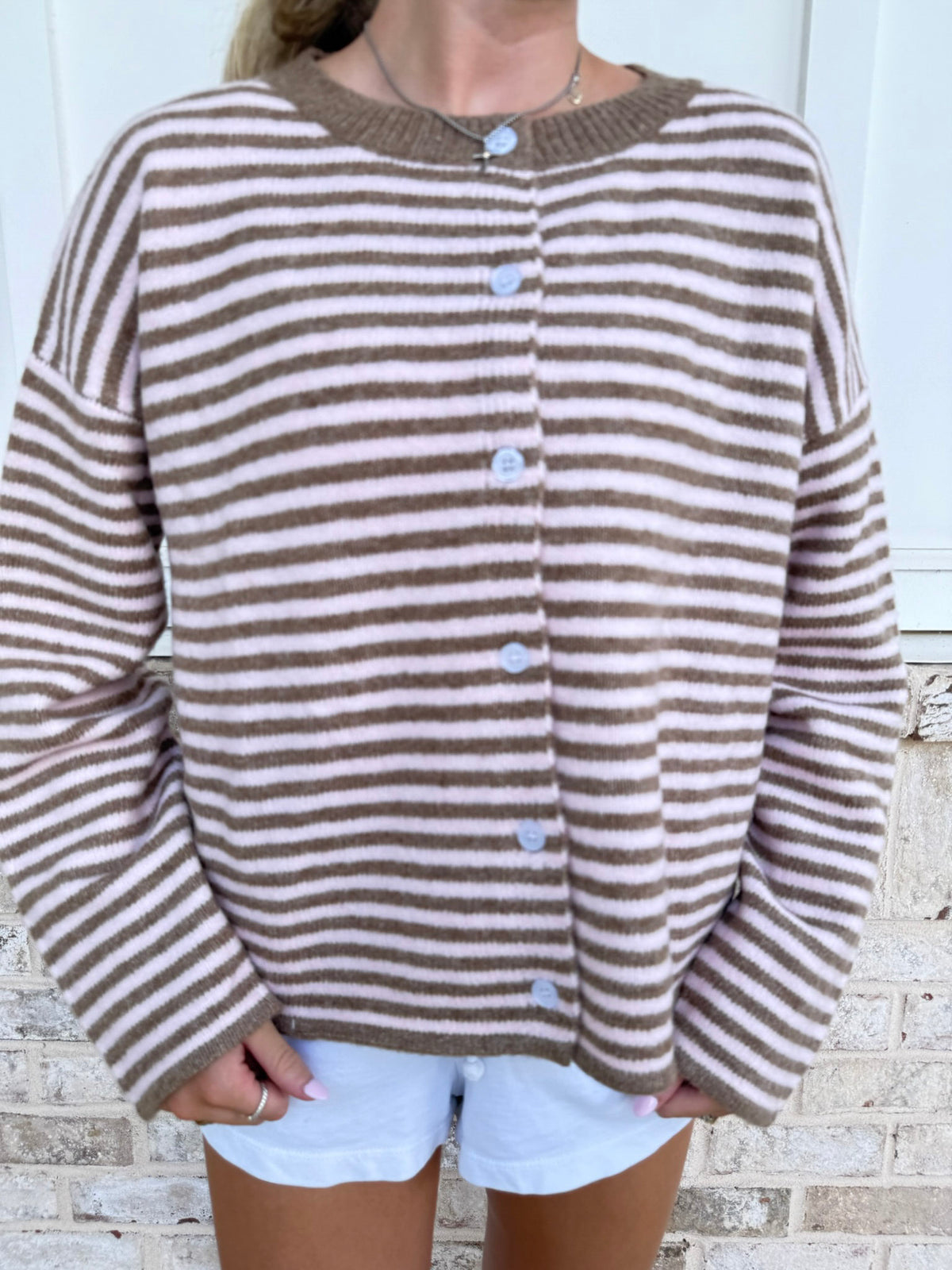 Striped Button-Up Cardigan