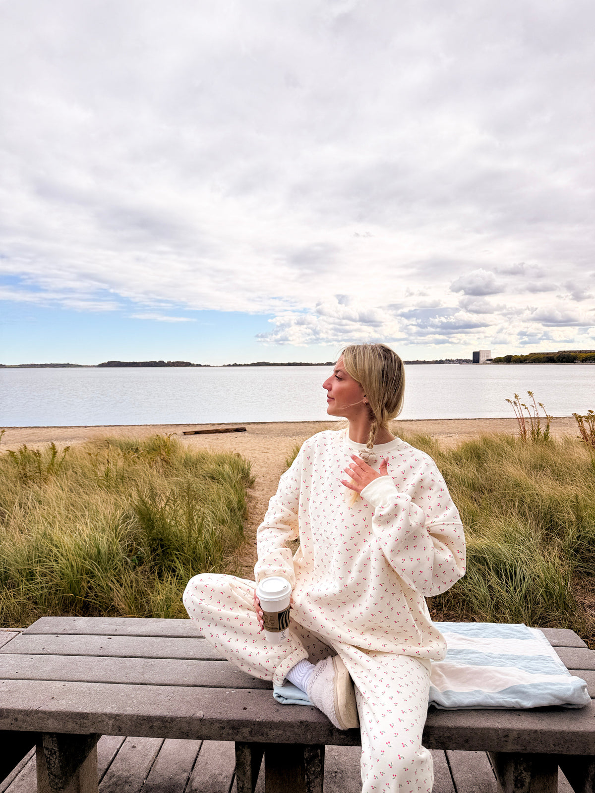 Blank Ivory Cherries All Over Sweatshirt