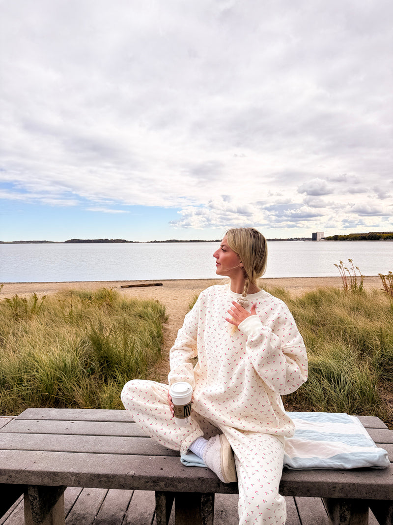Blank Ivory Cherries All Over Sweatshirt