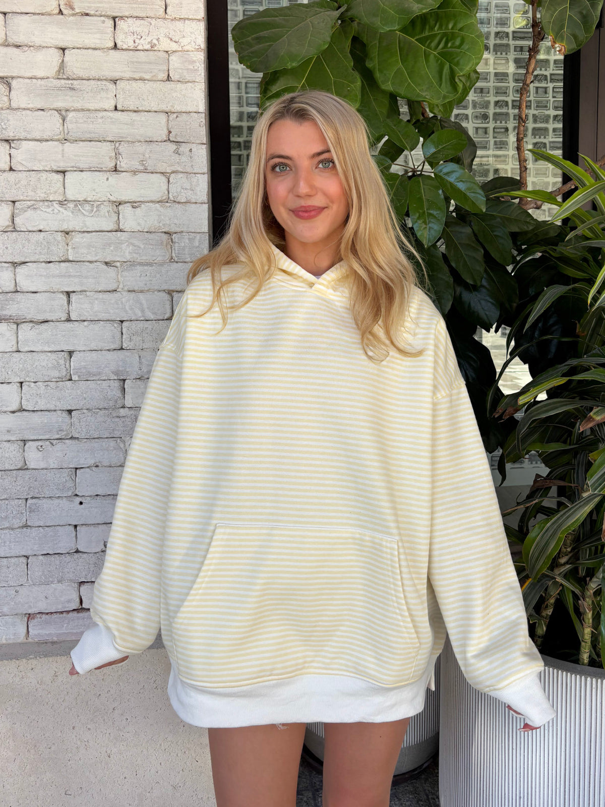Baby Yellow and White Big Striped Hoodie