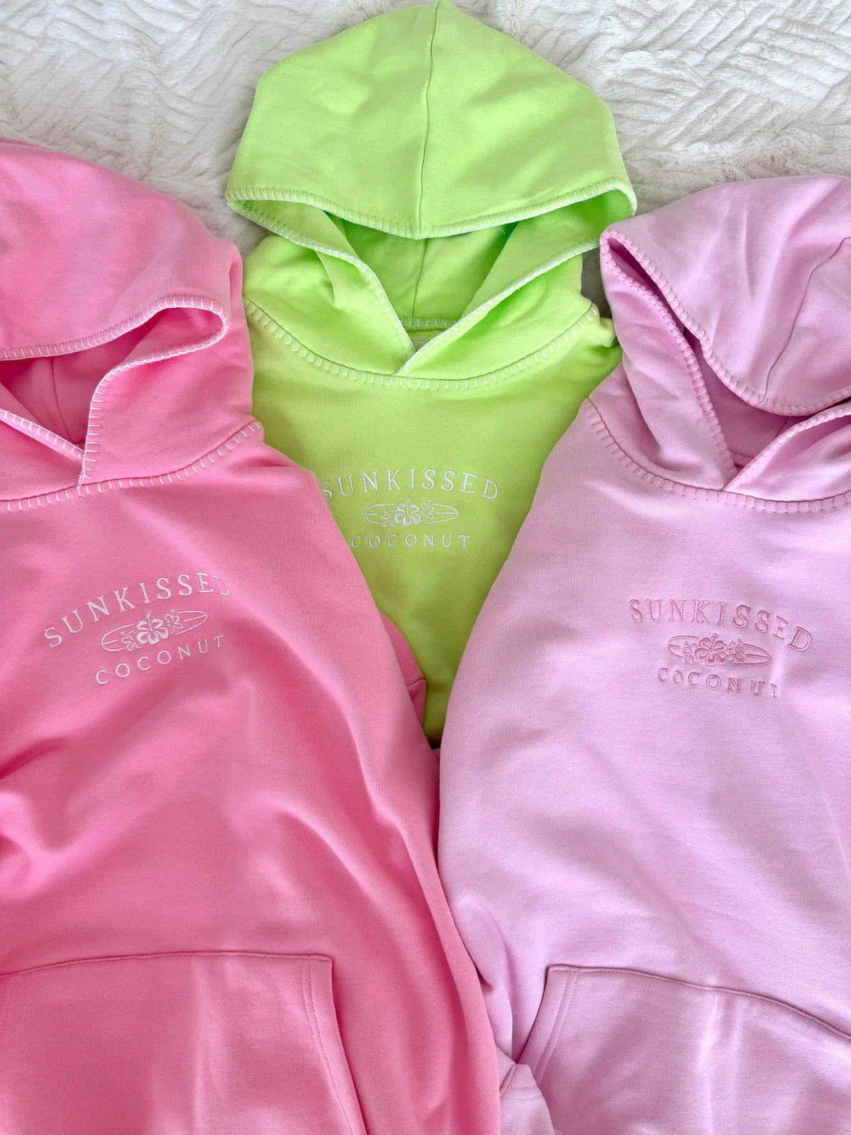 Stitched Sunkissedcoconut Embroidered Oversized Hoodie 100% Cotton