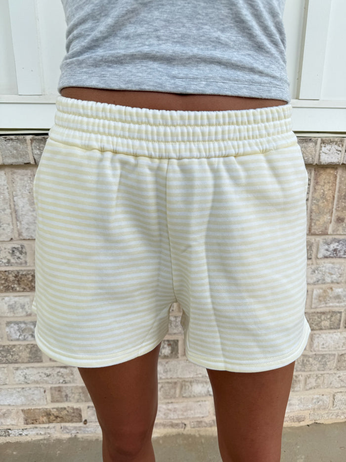 Baby Yellow and White Big Striped Shorts