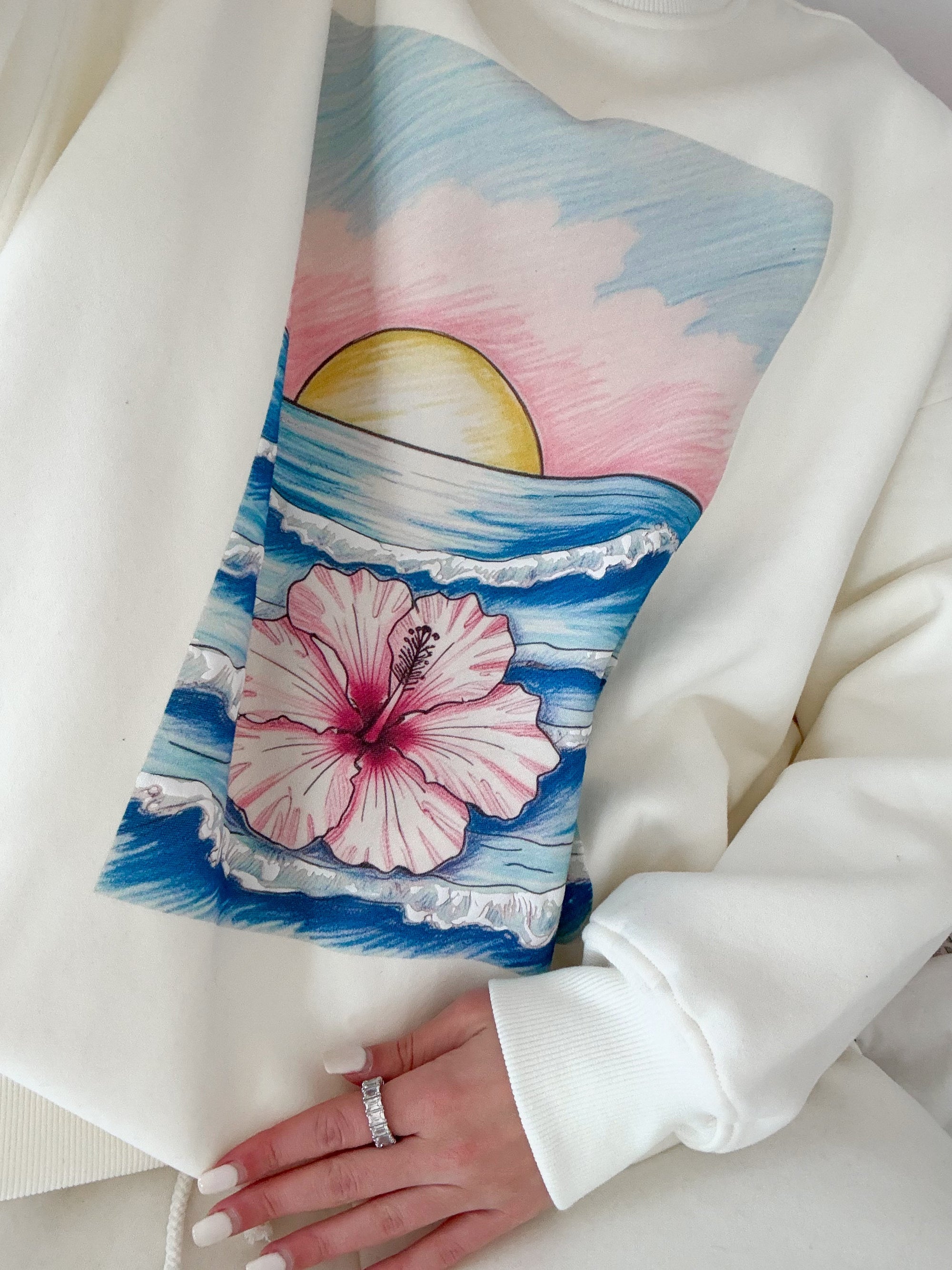 Ivory Ocean Sunset Dreams Sweatshirt