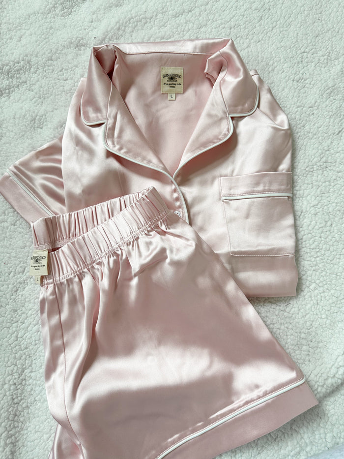 Champagne Pink Short Sleeve Pajama Top