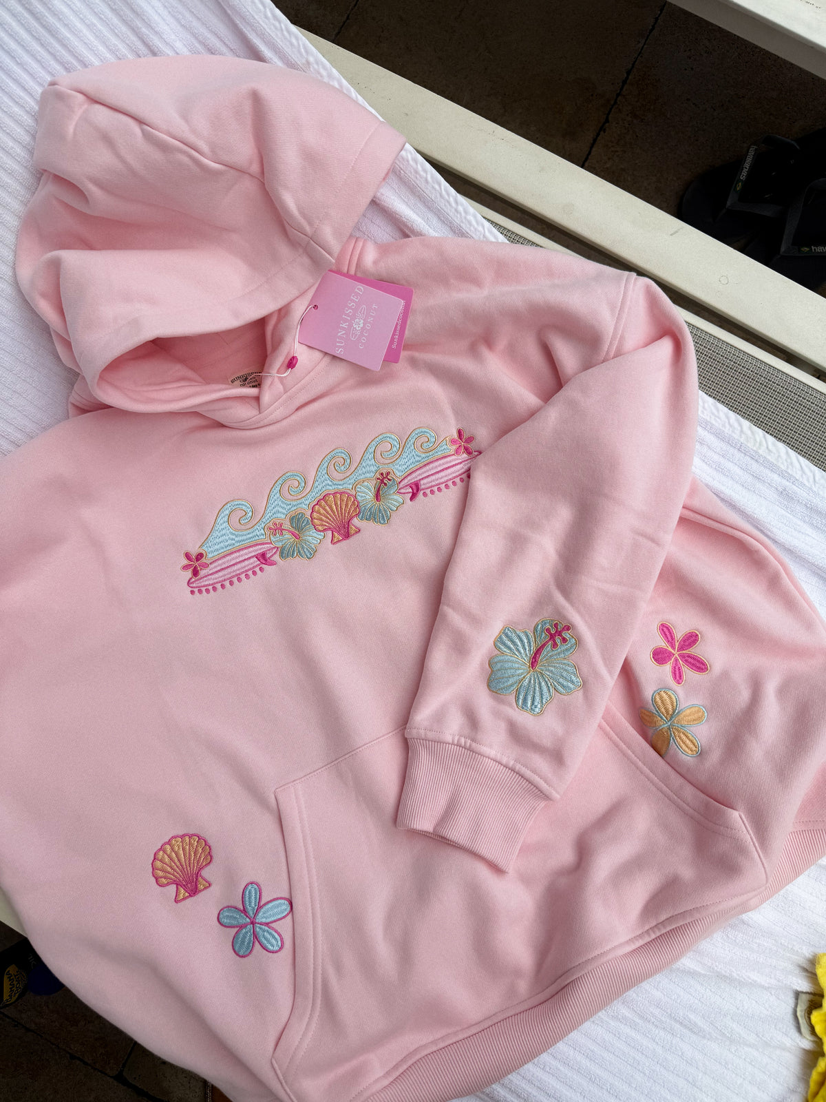 Meet Me At The Beach Sunset Embroidered Hoodie