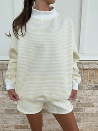 Baby Yellow and White Big Striped Mockneck Sweatshirt