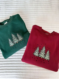 Vintage Red Christmas Tree Embroider Sweatshirt