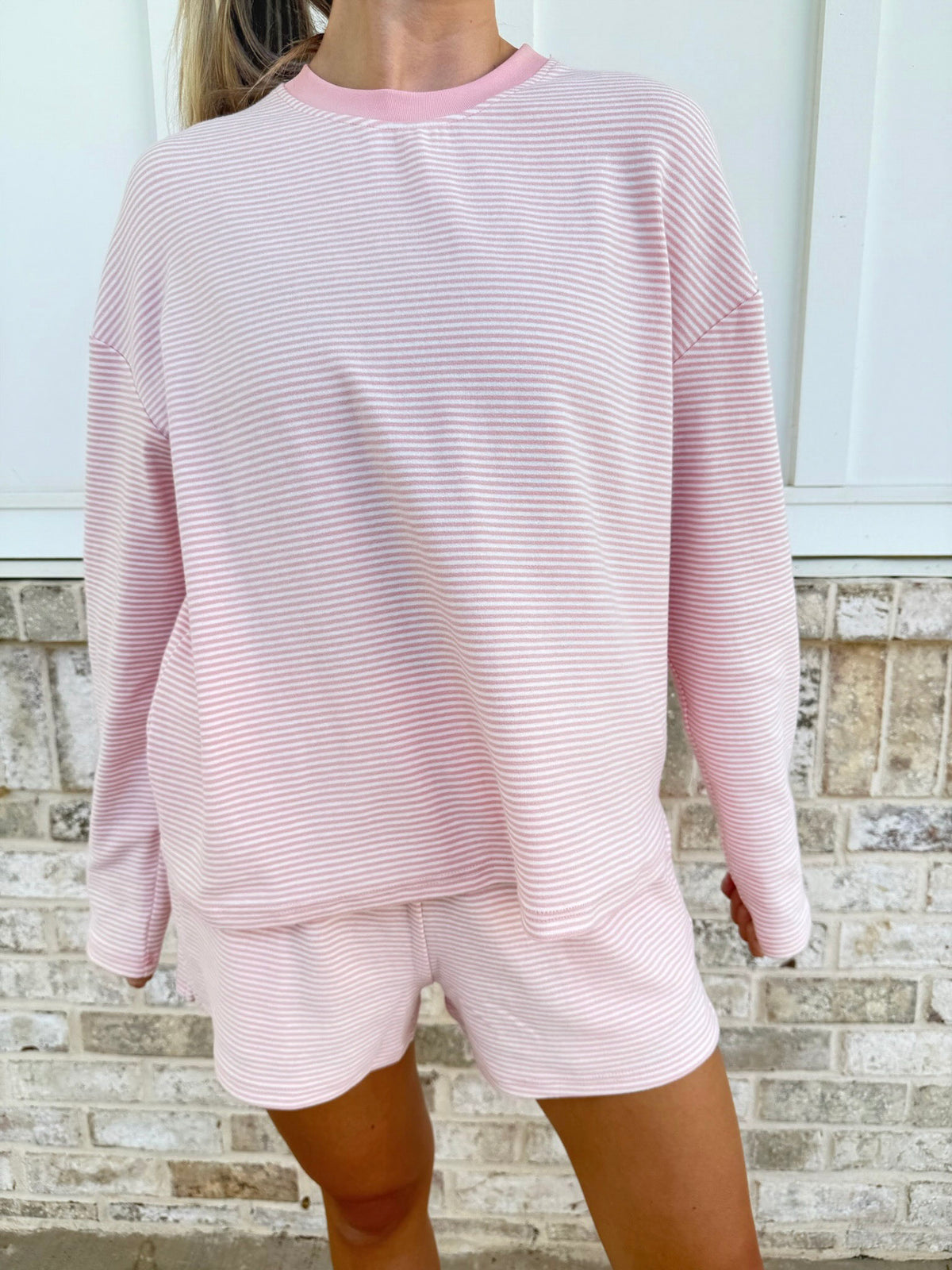 Ella Striped Oversized Loungewear Long Sleeve Top