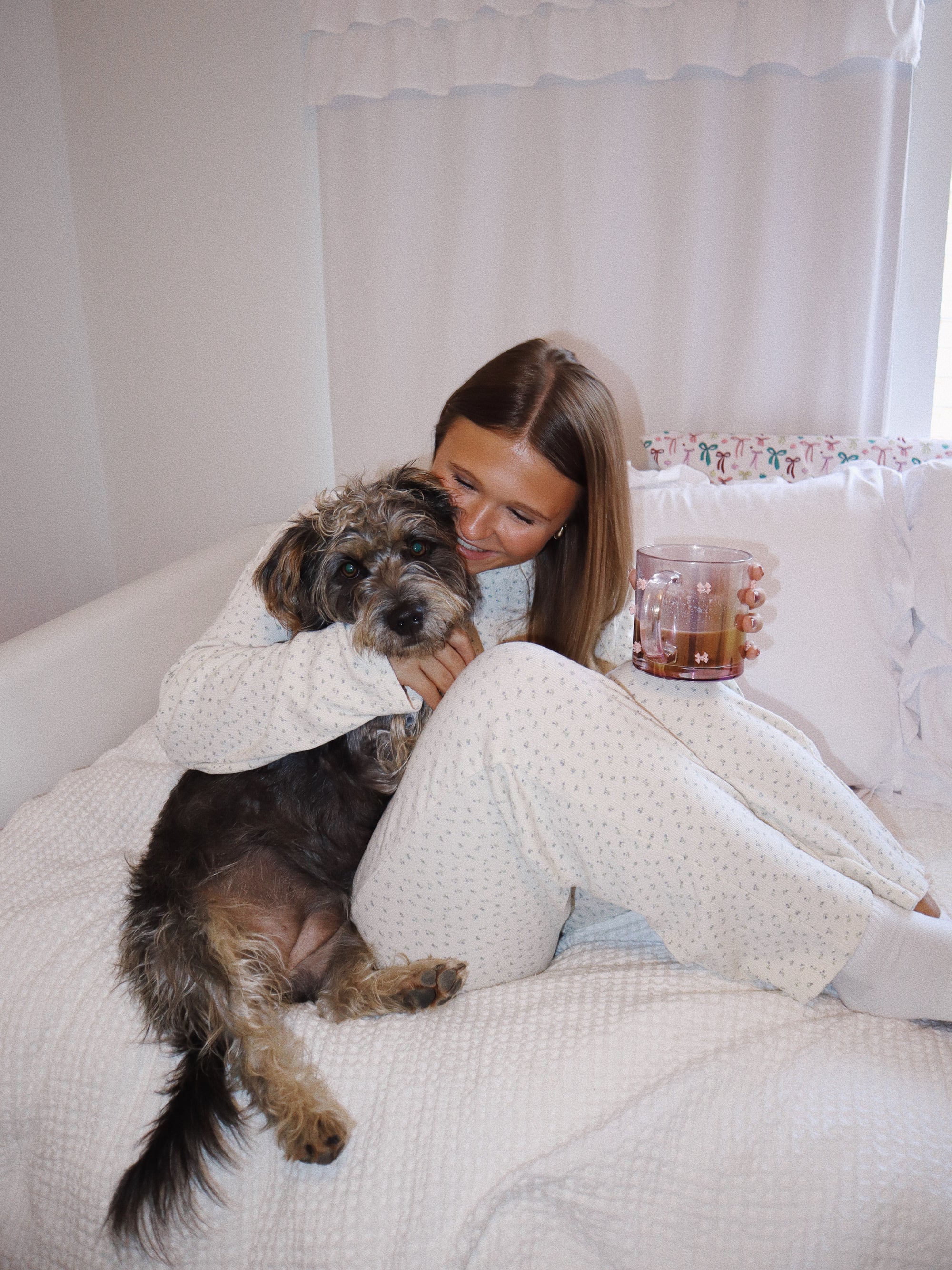 Pale Floral Long Sleeve Pajama Top