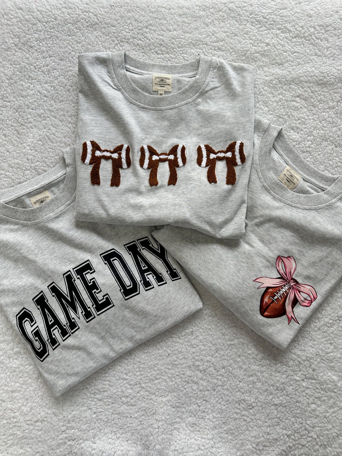Game Day Coquette Bow Football Embroider Tee