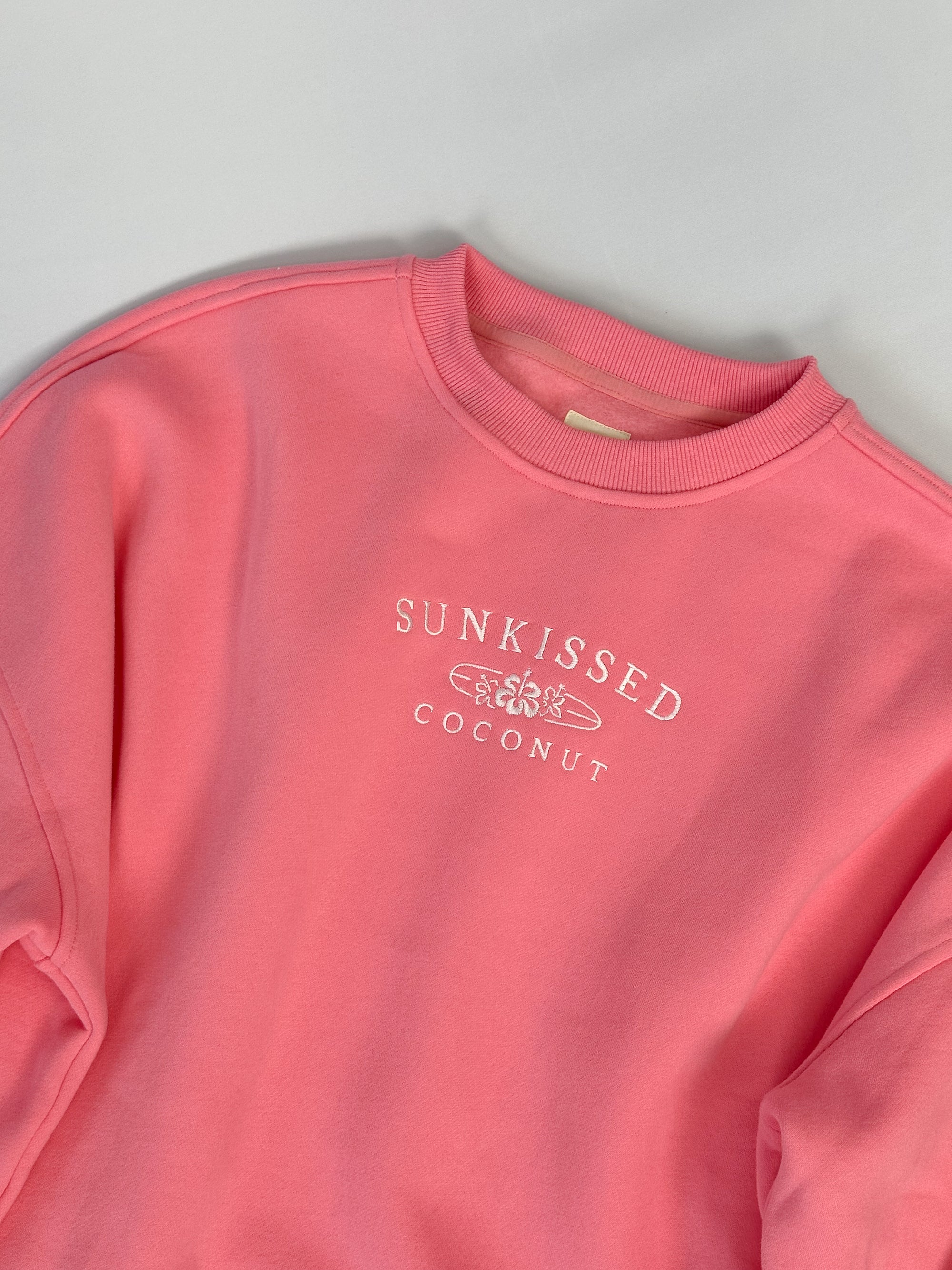 Hibiscus Pink Sunkissedcoconut Logo Embroider Sweatshirt