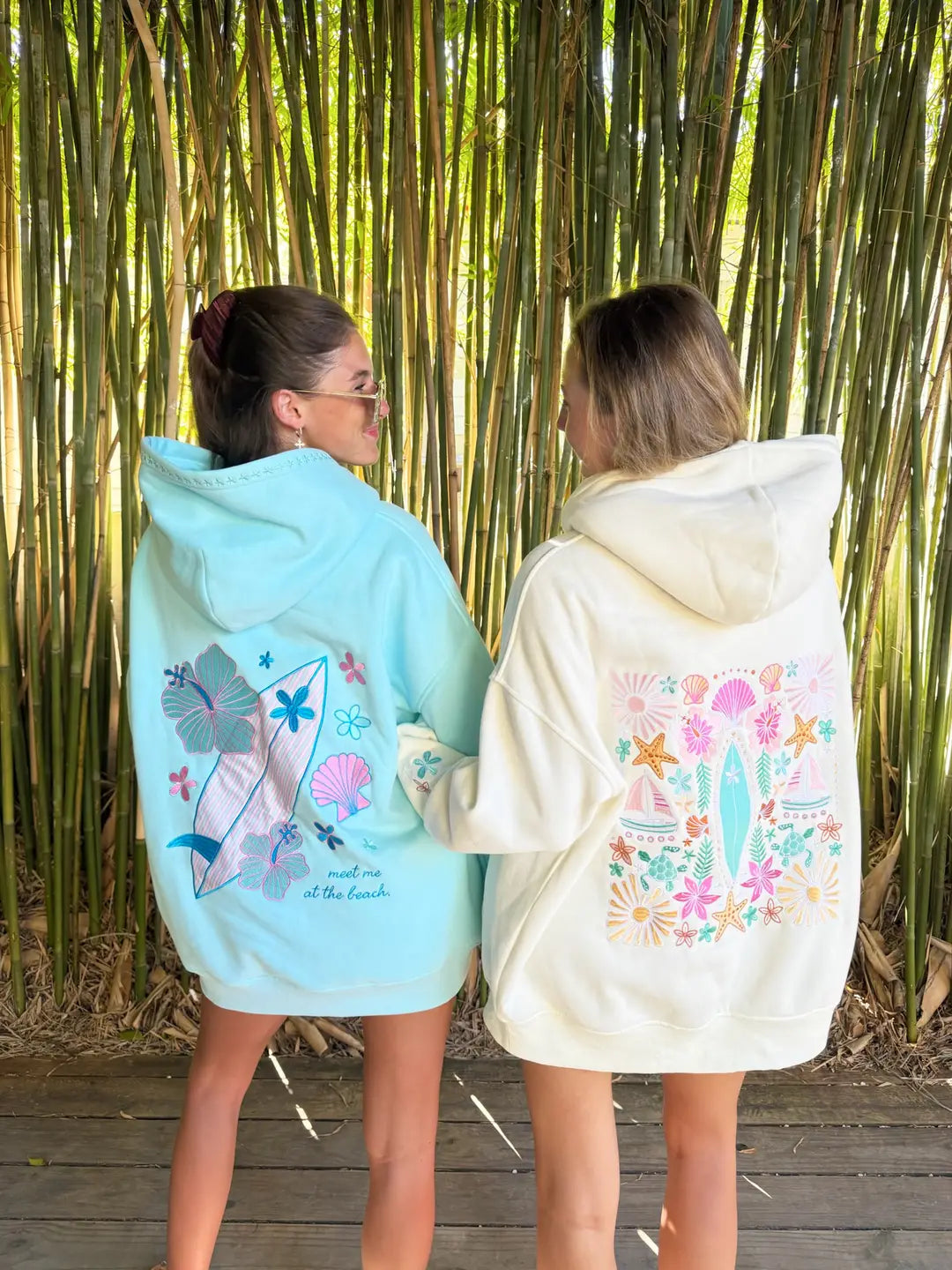 Detailed Surfboard Embroidered Hoodie