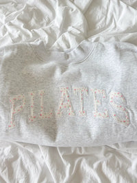 Pearl Grey Mockneck Pilates Embroider Sweatshirt