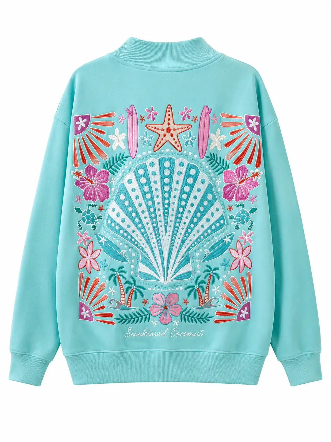 Ocean Gem Embroidered Mockneck Sweatshirt