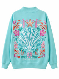 Ocean Gem Embroidered Mockneck Sweatshirt